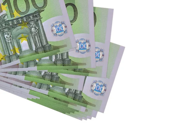 100 Euro Bankovky Leží Malém Svazku Nebo Balení Izolované Bílém — Stock fotografie