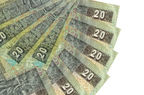 Egyptiska Pounds Räkningar Ligger Isolerade Vit Bakgrund Med Kopia Utrymme — Stockfoto