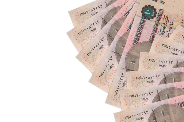 10 Mısır sterlinli banknotlar beyaz arka planda fotokopi alanı ile izole edilmiş. Zengin yaşam kavramsal geçmişi. Büyük miktarda ulusal para birimi zenginliği