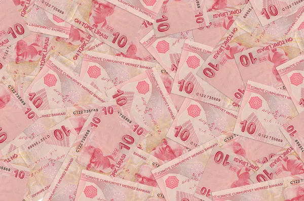 Turkse Lira Biljetten Liggen Grote Stapel Rich Life Conceptuele Achtergrond — Stockfoto