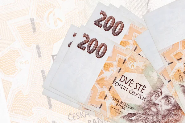 200 Billets Couronnes Tchèques Sont Empilés Sur Fond Gros Billets — Photo