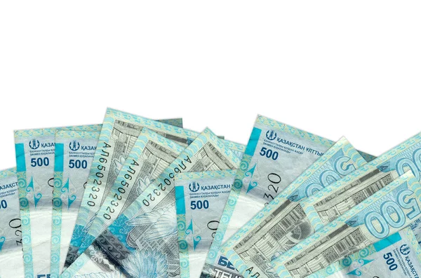 500 Billetes Tenge Kazajos Encuentra Parte Inferior Pantalla Aislada Sobre — Foto de Stock