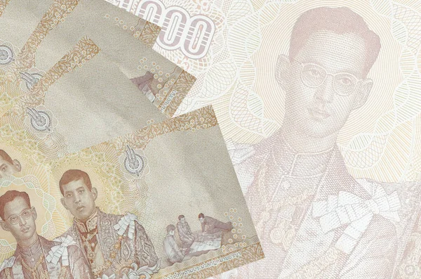 1000 Thailändska Baht Sedlar Ligger Stack Bakgrund Stora Semi Transparent — Stockfoto