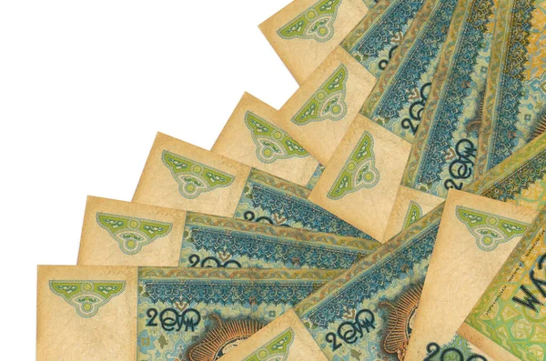 200 Billetes Som Uzbeko Encuentra Diferente Orden Aislado Blanco Banca — Foto de Stock