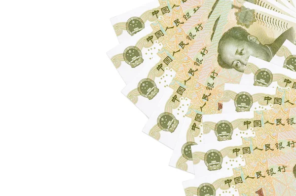 1 Çin yuanı banknotları beyaz arka planda fotokopi alanı ile izole bir şekilde duruyor. Zengin yaşam kavramsal geçmişi. Büyük miktarda ulusal para birimi zenginliği