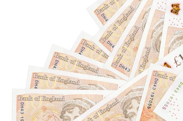 Британских Банкнот Лежат Другом Порядке Изолированном Белом Местное Банковское Дело — стоковое фото