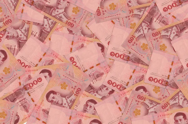 100 Thai Bankjegy Van Egy Nagy Kupacban Gazdag Élet Konceptuális — Stock Fotó