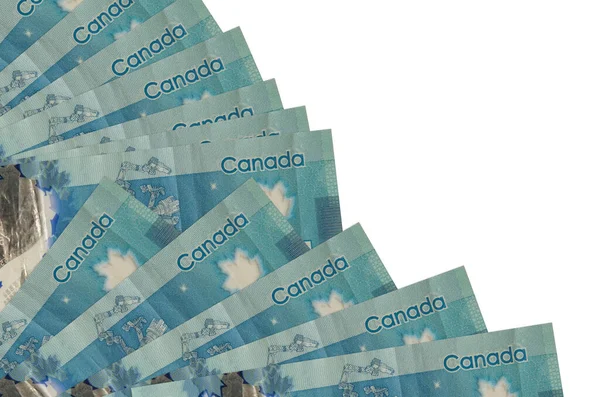 Canadian Dollars Bills Lies Isolated White Background Copy Space Stacked — Stock Photo, Image