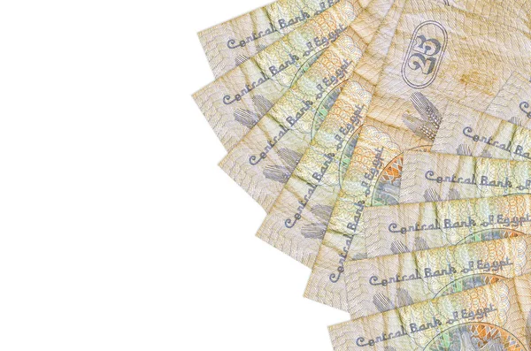 25のエジプトのピアストル紙幣は コピースペースのある白い背景に孤立しています 豊かな人生の概念的背景 大量の国家通貨富 — ストック写真