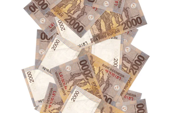 2000 Ινδονησιακή Ρουπία Λογαριασμούς Πετούν Προς Κάτω Απομονωμένα Λευκό Πολλά — Φωτογραφία Αρχείου