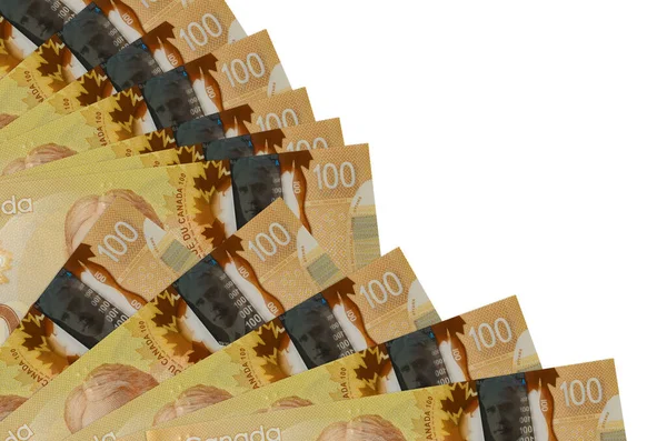 Billetes 100 Dólares Canadienses Encuentra Aislado Fondo Blanco Con Espacio —  Fotos de Stock