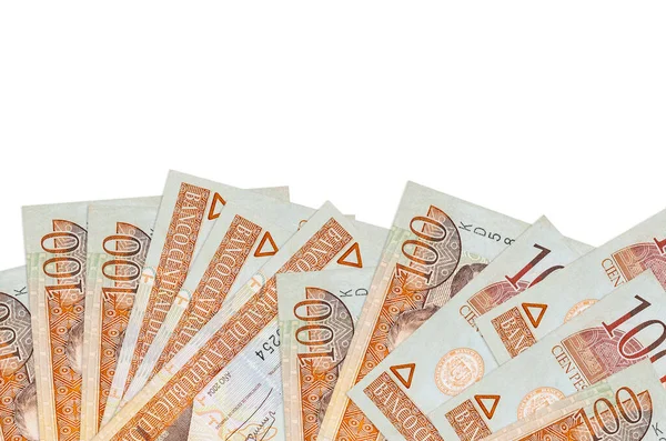 100 Billets Peso Dominicains Trouvent Sur Côté Inférieur Écran Isolé — Photo