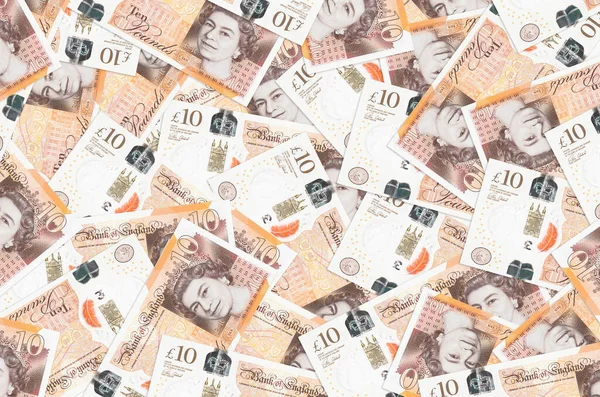 Tien Britse Pond Biljetten Liggen Grote Stapel Rich Life Conceptuele — Stockfoto