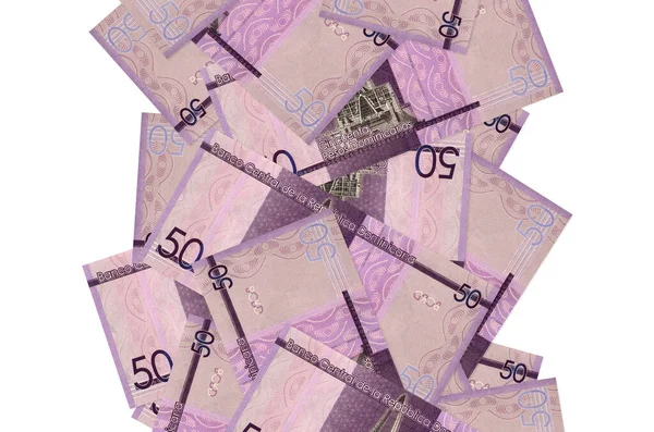 Billetes Pesos Dominicanos Volando Aislados Blanco Muchos Billetes Que Caen — Foto de Stock