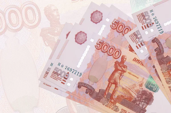 5000 Billetes Rublos Rusos Encuentra Pila Fondo Gran Billete Semitransparente — Foto de Stock