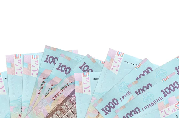 1000 Ukrainian Hryvnias Bills Lies Bottom Side Screen Isolated White — Stock Photo, Image