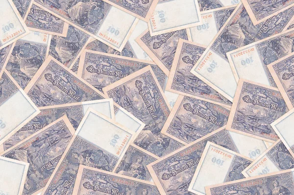 100 Reich Marks Bills Lies Big Pile Rich Life Conceptual — Stock Photo, Image