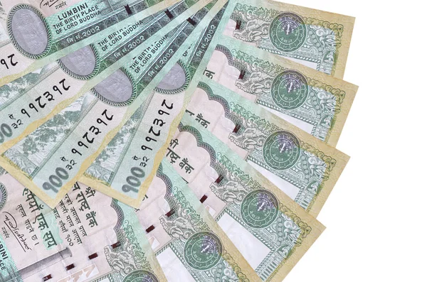 100 Notas Rúpias Nepalesas Estão Isoladas Fundo Branco Com Espaço — Fotografia de Stock