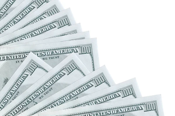 100 Amerikaanse Dollars Biljetten Ligt Geïsoleerd Witte Achtergrond Met Kopieerruimte — Stockfoto
