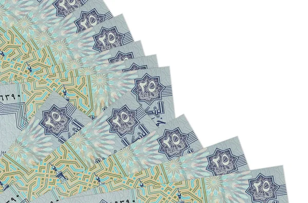 Αιγυπτιακά Χαρτονομίσματα Πιάστρα Βρίσκεται Απομονωμένο Λευκό Φόντο Αντίγραφο Χώρο Στοιβάζονται — Φωτογραφία Αρχείου