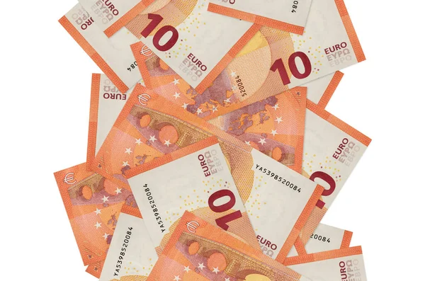 Euro Scheine Fliegen Vereinzelt Auf Weiß Herab Viele Banknoten Mit — Stockfoto