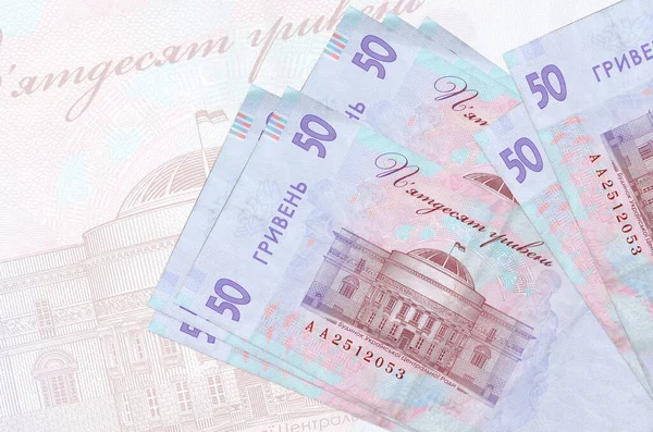 Ukrán Hrivnya Bankjegy Nagy Félig Átlátszó Bankjegy Hátterében Helyezkedik Nemzeti — Stock Fotó