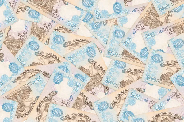 200 Ukrainian Hryvnias Bills Lies Big Pile Rich Life Conceptual — Stock Photo, Image