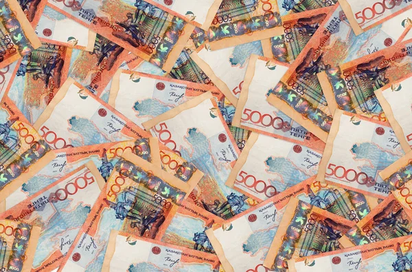 5000 Kazakhstani Tenge Bills Lies Big Pile Rich Life Conceptual — Stock Photo, Image