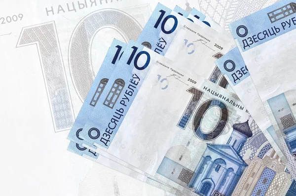 Billetes Rublos Bielorrusos Encuentra Pila Fondo Gran Billete Semitransparente Presentación — Foto de Stock