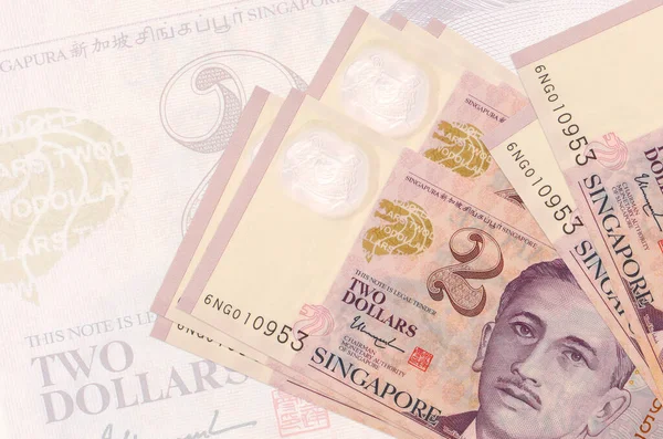 Singapurské Dolarové Bankovky Leží Pozadí Velké Poloprůhledné Bankovky Abstraktní Prezentace — Stock fotografie