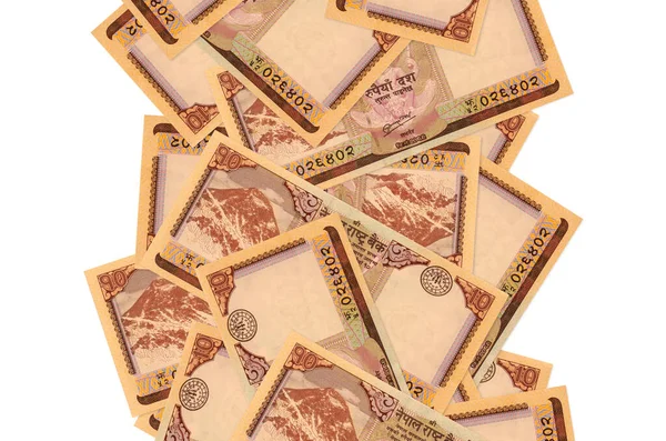 Nepalese Rupees Bills Flying Isolated White Many Banknotes Falling White — Stock Photo, Image