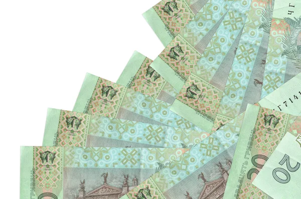 Ukrainian Hryvnias Bills Lies Different Order Isolated White Local Banking — Stock Photo, Image