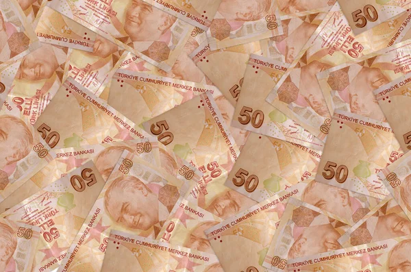 50 Türk lirası yığınla var. Zengin yaşam kavramsal geçmişi. Büyük miktarda para.