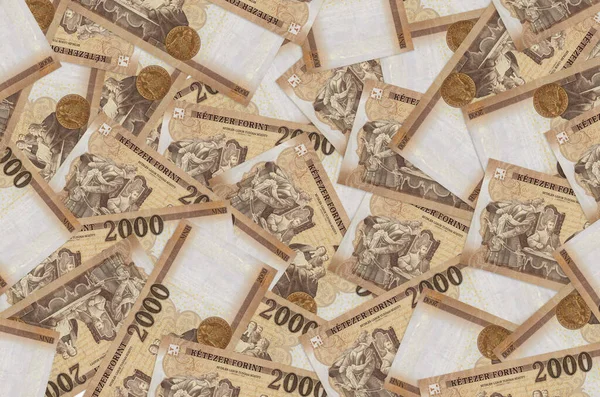 2000 Billetes Forint Húngaro Encuentra Gran Pila Vida Rica Fondo — Foto de Stock