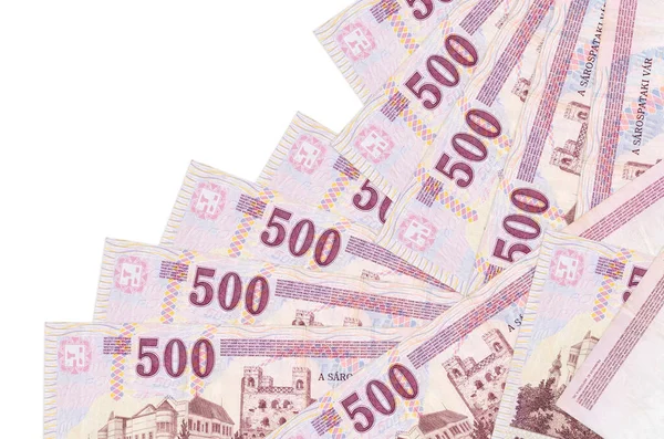 500 Węgierskich Forintów Leży Różnym Porządku Odizolowanych Biało Lokalna Bankowość — Zdjęcie stockowe