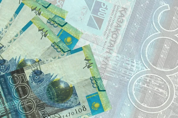 500 Казахстанських Тендж Купюр Лежать Фоні Великої Напівпрозорої Банкноти Abstract — стокове фото
