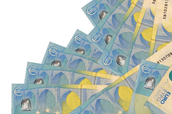 Les Billets Euros Trouvent Dans Ordre Différent Isolé Sur Blanc — Photo