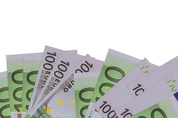 100 Euro Biljetten Liggen Aan Onderkant Van Het Scherm Geïsoleerd — Stockfoto
