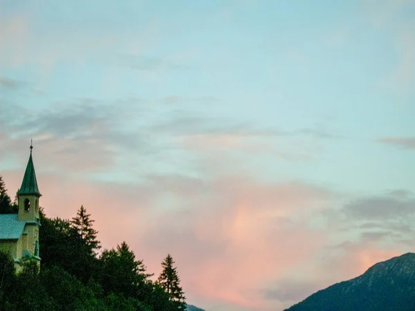 Céu Nebuloso Pôr Sol Sobre Montanhas Dos Alpes Vale Gressoney — Fotografia de Stock