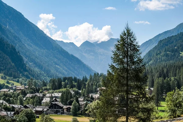 Krásný Výhled Alpské Údolí Gressoney Poblíž Monte Rosa Aosta Valley — Stock fotografie