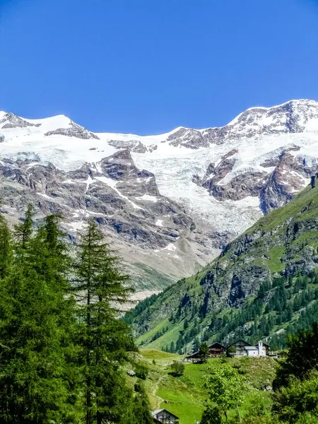 Bella Vista Sulla Valle Alpina Gressoney Vicino Monte Rosa Valle — Foto Stock