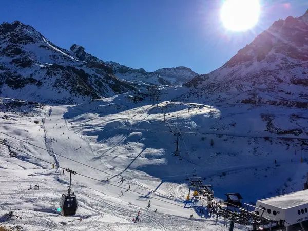 Skipisten Den Alpen Gressoney Bildet Zusammen Mit Champoluc Und Alagna — Stockfoto