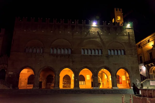 Piazza Cavour Square Rimini Night Winter — стоковое фото