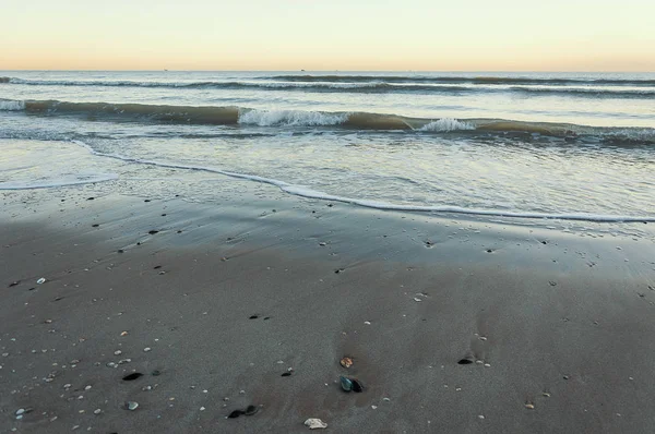Sandy Beaches Rimini Shortly Dawn Winter — Stock Photo, Image
