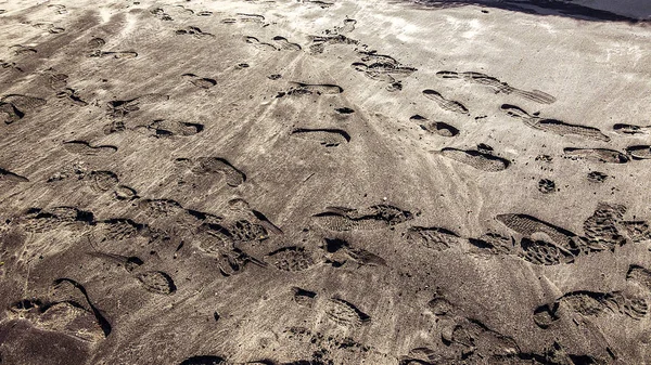 Pegadas Nas Praias Arenosas Ventosas Ostuni Salento Mar Adriático — Fotografia de Stock