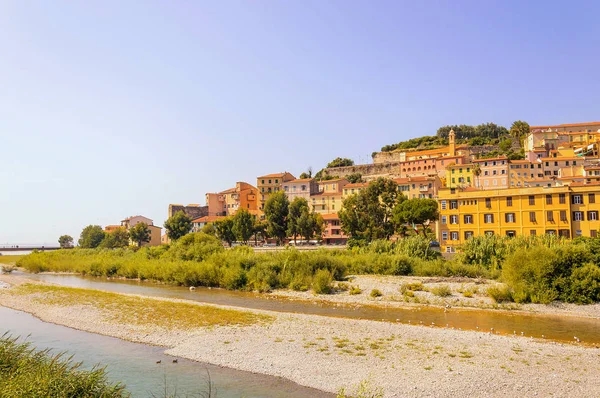 Ventimiglia Gamla Stan Med Färgade Byggnader Sommar — Stockfoto