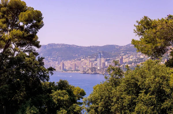 Panorámás Kilátással Gulf Csizmadi Cap Martin Montecarlo Monacói Hercegség — Stock Fotó