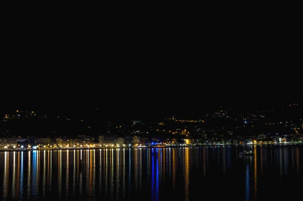 Szép Panoráma Öbölre Menton Nad Roquebrune Teljes Night — Stock Fotó