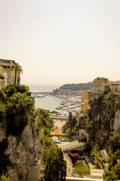 Keretes Nézet Port Hercule Monaco Egy Nyári Nap — Stock Fotó