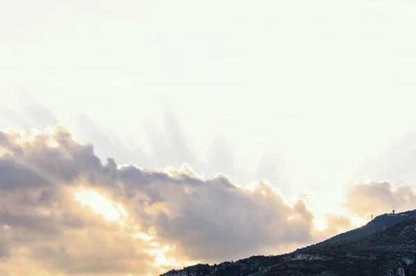 Impressionante Céu Rosa Laranja Acima Riviera Francesa — Fotografia de Stock